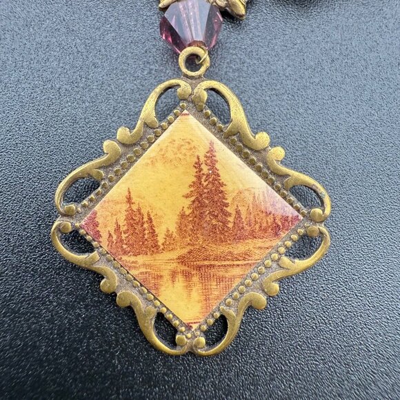 Handcrafted Bronze Brooch With Ornate Leaf Design & Autumn-Inspired Pendant By T - Picture 2 of 5